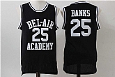 Bel-Air Academy 25 Carlton Banks Black Stitched Movie Jersey,baseball caps,new era cap wholesale,wholesale hats